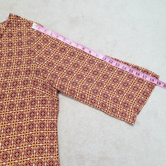 TACERA Women's Blouse XL Boho Geometric Print 3/4 Sleeve Flowing Fit Fall Colors - Picture 7 of 10